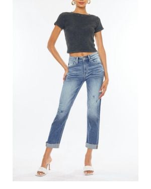 Kancan Koen High Rise Straight Cuff Jeans - Blue