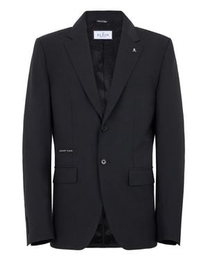Philipp Plein Regular Fit Blazer Rever 2 Bottoni - Black