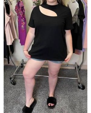 Shirley Stone Front Cutout Top - Black