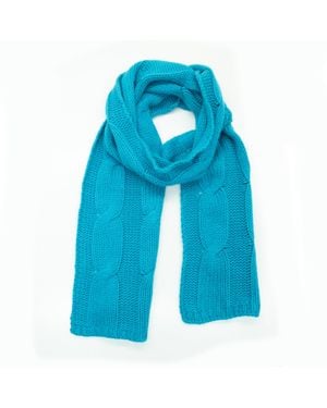 Portolano Chunky Scarf With Cables - Blue