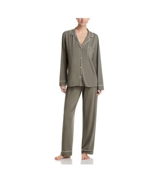 Eberjey Gisele Pajama Set Button-Front Long Sleeve Gbo3612 - Gray