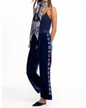 Johnny Was Velvet Wide Leg Pant Nikkola - Blue