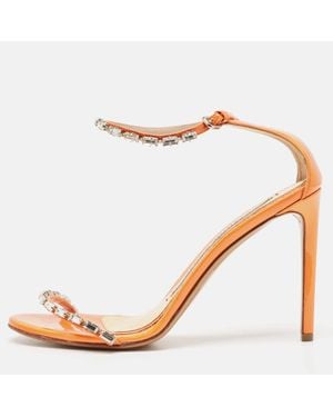 Alexandre Vauthier Patent Leather Crystal Embellishments Sandals - Natural