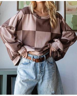 Hopely Checkered Sweatshirt - Brown