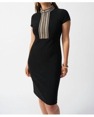 Joseph Ribkoff Embellished High-Neck Sheath Dress - Black