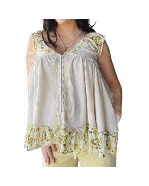 Pol Accent Trim V Neck Tank Top - Gray