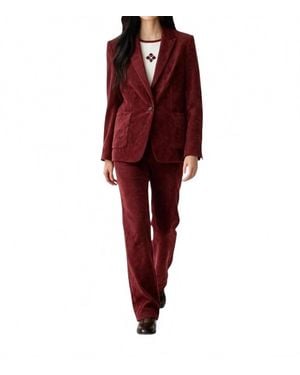 Luisa Cerano Single Button Corduroy Blazer - Red