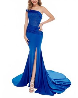 Panoply Side Front Slit Dress - Blue
