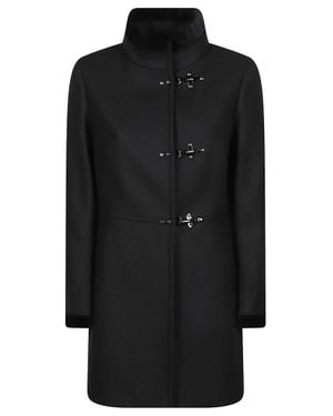 Fay Virginia Structured High-Collar Wool-Blend Coat - Black