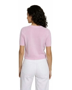 Autumn Cashmere Cropped Short Sleeve Crew Sweater - Pink