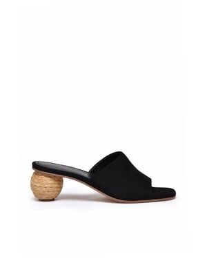 Paloma Barceló Suede Mules Rafia Heel - White