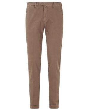 BRIGLIA Cocoa Flat-Front Satin Cotton Straight-Leg Pants - Brown