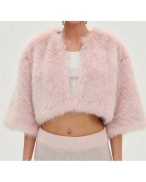 For Love & Lemons Amina Fur Jacket - Pink