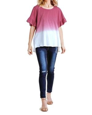Umgee Ombre Butterfly Ruffle Sleeve Top - Pink