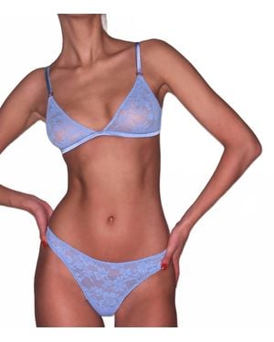 Fleur du Mal Le Stretch Lace Triangle Bra - Blue