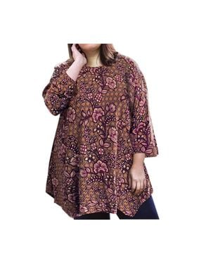 On The Plus Side Printed Matsin Tunic - Blue