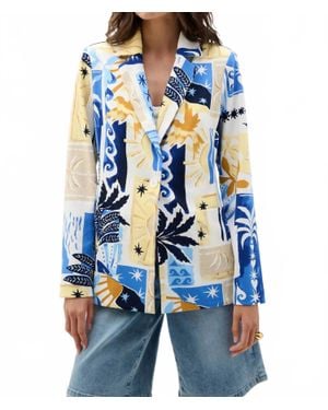 Joseph Ribkoff Silky Knit Tropical Fitted Blazer - Blue