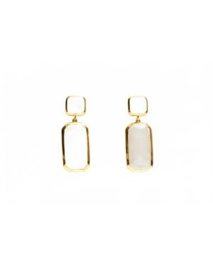Avenue Chic Geometric Double Drop Flat Earrings - Black