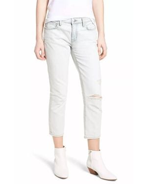 Current/Elliott The Cropped Straight Leg Destroy Ankle Jean - White