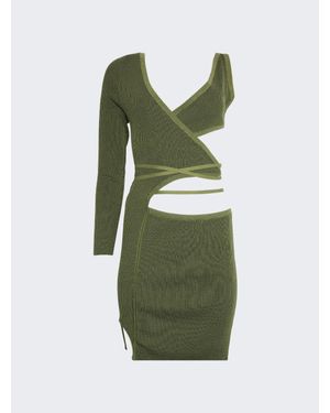 ESTER MANAS Short Asymmetric Wrap Knit - Green