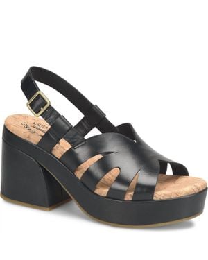 Kork-Ease Block Heel Leather Sandal - Blue