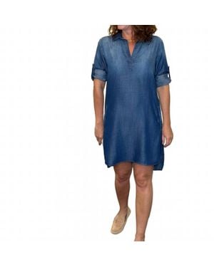 Bella Dahl Long Sleeve A-Line Dress - Blue