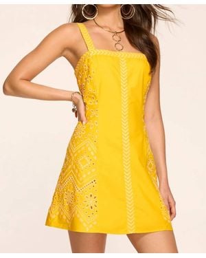 Ramy Brook Fawn Embroidered Mini Dress - Yellow