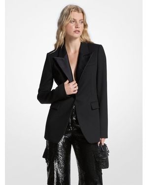 Michael Kors Twill Tuxedo Blazer - Black