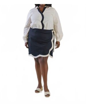 Never Fully Dressed Mono Scallop Mini Jaspre Skirt - Blue