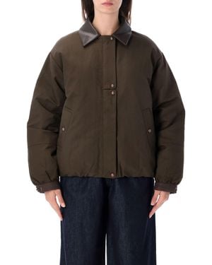 Sessun Quilted Snap-Front Jacket - Brown