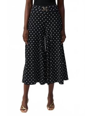 Joseph Ribkoff Silky Knit Dot Print Pull On Culotte Pants - Black