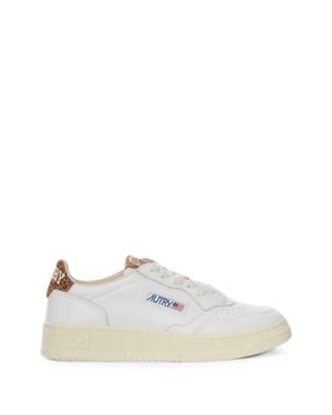 Autry Medalist Low Wom Leopard Print Leather Sneakers - White