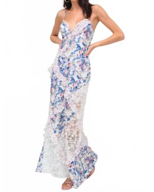 For Love & Lemons Josalyn Maxi Dress - Blue