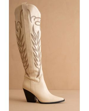 Oasis Society Dakota Knee-High Embroidered Boots - Natural