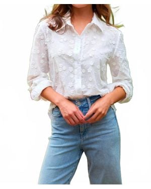 Finley Andie 3D Flowers Shirt - Gray