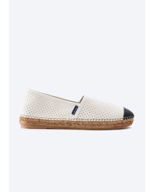 VISCATA Barceloneta Leather Espadrille Flats (Elastic Inseam) - White