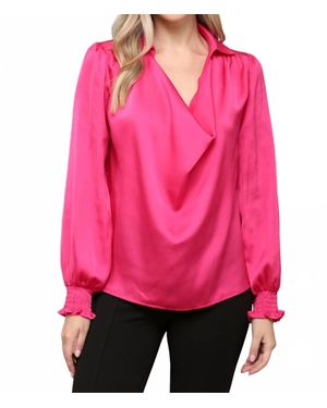 Fate Cowl Neck Satin Blouse - Pink