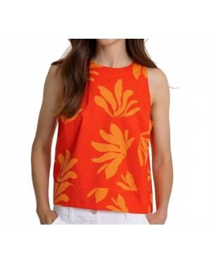 Southern Tide Simone Leafy Luxe Printed Tank - Orange