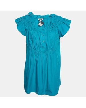 Moschino Cotton Ruffle Detail Top - Blue