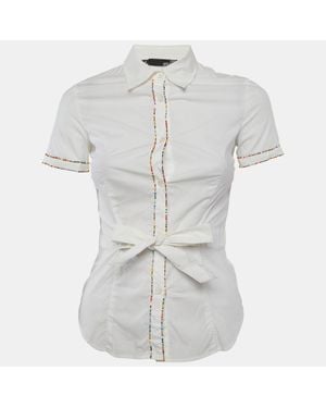 Love Moschino Beaded Cotton Belted Shirt - White