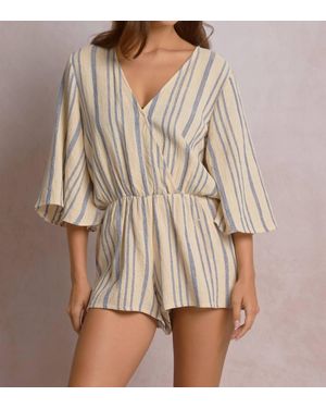 Elan Sunny Striped Romper - Brown
