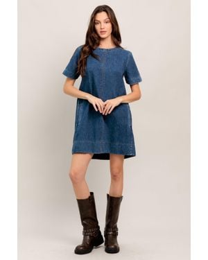 TRUEDAMES Simply Put Together Denim Mini Dress - Blue