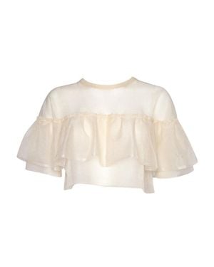 Philosophy Di Lorenzo Serafini Round Neck Top With Layered Ruffle Design - Natural