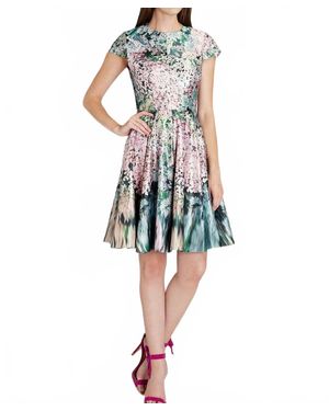Ted Baker Pre-Loved Dixee Glitch Floral Fit & Flair Dress - Blue