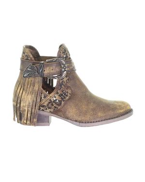 Circle Fringe Harness Shortie Boot - Brown