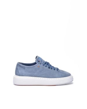 Santoni Suede Rubber Suede Sneakers - Blue