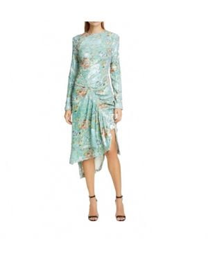 Preen By Thornton Bregazzi Floral Sequin Evening Cocktail Dress - Blue
