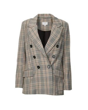 By Together Checked Double-Breasted Blazer - Gray