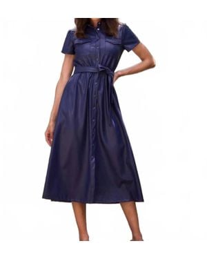 Jude Connally Cecelia Faux Leather Dress - Blue