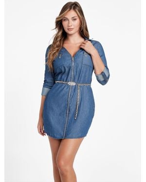 Guess Elina Chambray Belted Dress - Blue